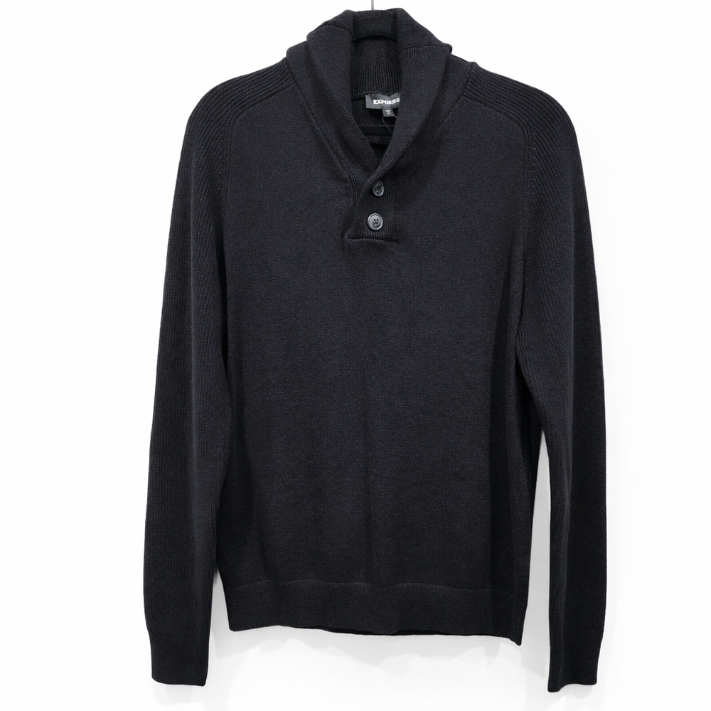 Express Men's Black Shawl-Collar Turtleneck Pullover